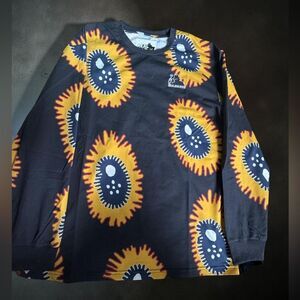 Real Bad Man Exploding Head Long Sleeve Tee Men's M Black Orange NWOT